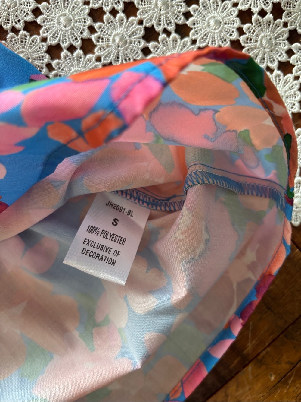 THML Bright Blue Floral Puff-Sleeve Blouse - Picture 5 of 5
